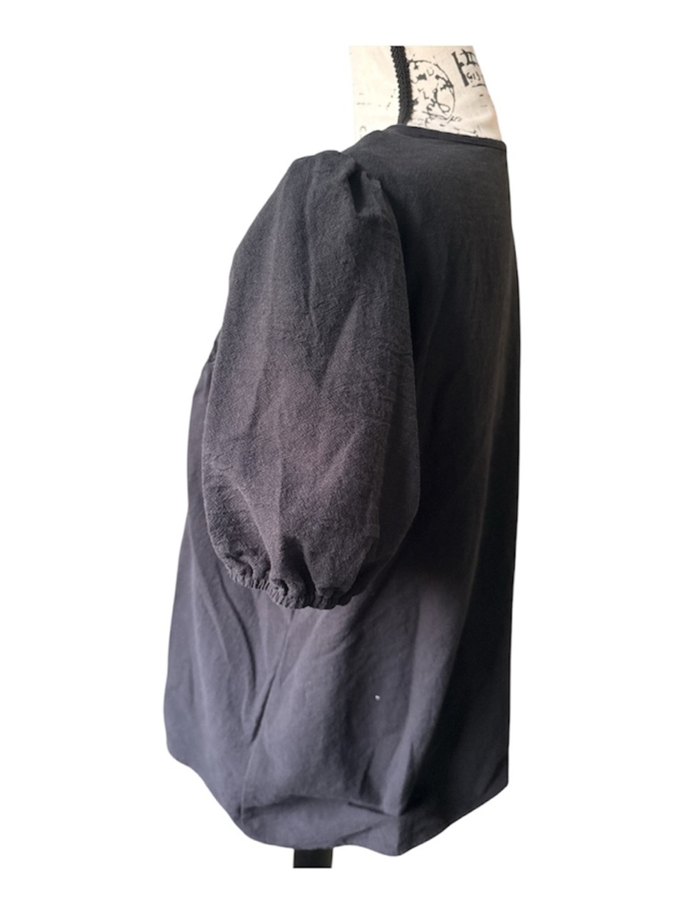 Black whimsy goth embroidered boho puff short sleeves peasant women’s top Sz XL - Picture 3 of 9